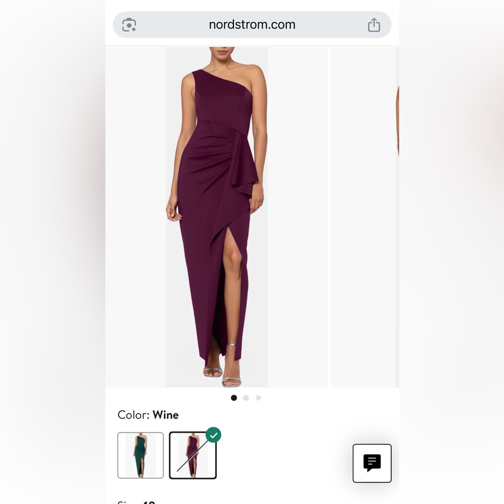 Xscape One-Shoulder Wine Dress